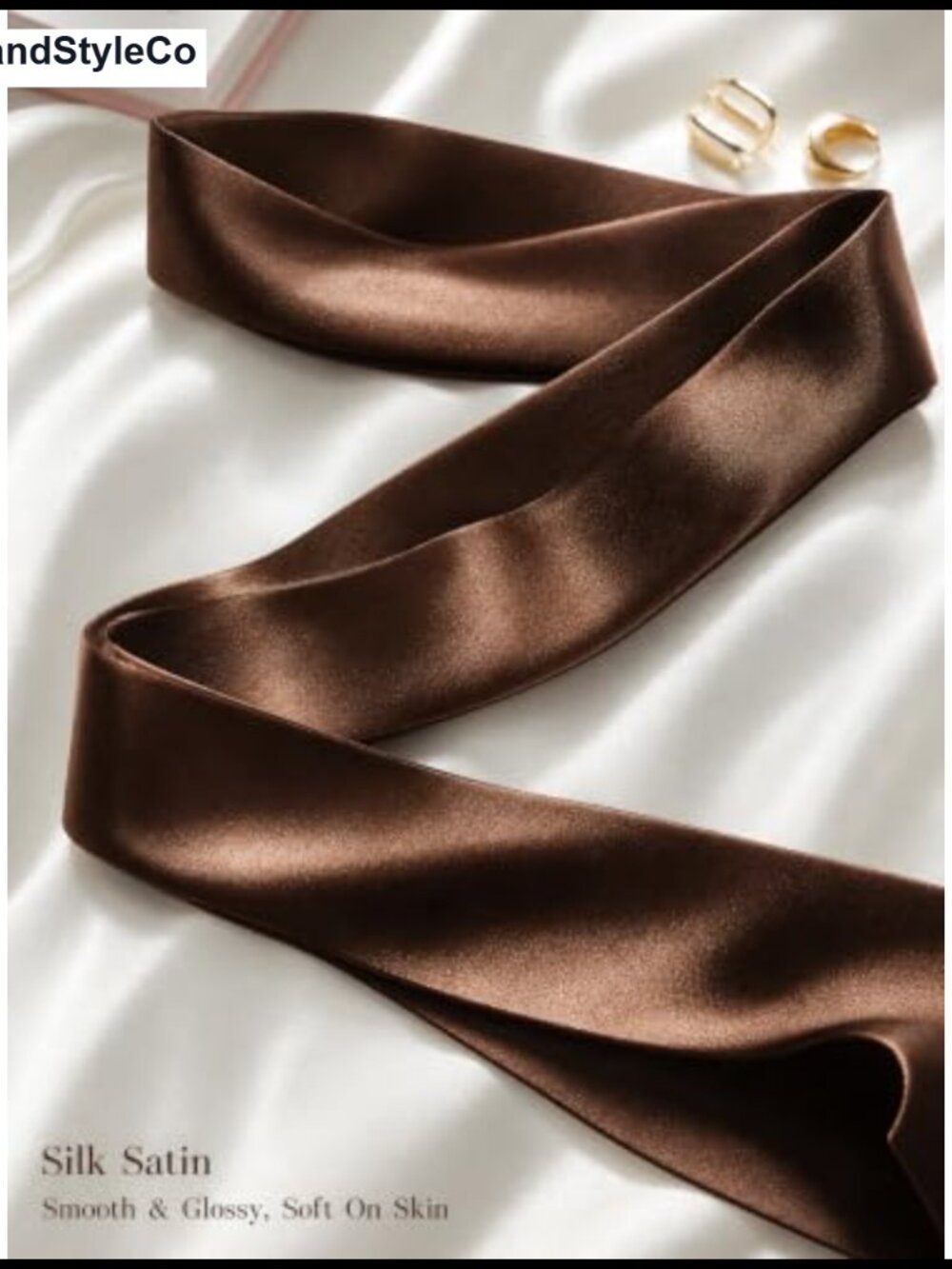 100% Mulberry Silk Skinny Scarf Women's Neck & Hair Bandana - Picture 4 of 6